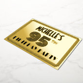 95e verjaardag — Art Deco Style "95" en naam Folie Uitnodiging (Gedraaid)