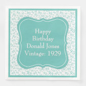 95e verjaardag Blauwgroen/witte beugel nummerpatro Servet (Voorkant)