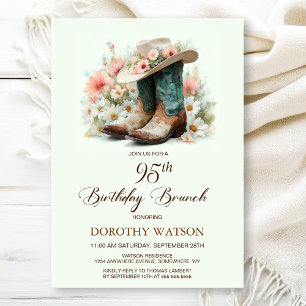 95e Verjaardag Cowgirl Boots Verjaardag Brunch Kaart
