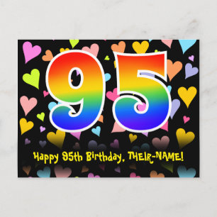 95e verjaardag: Fun Hearts-patroon, Regenboog 95 Briefkaart