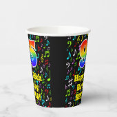 95e verjaardag: Fun Muzieknoten Pattern, Rainbow 9 Papieren Bekers (Links)