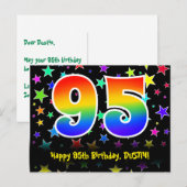 95e Verjaardag: Fun Stars Patroon, Regenboog 95, N Briefkaart (Voorkant / Achterkant)