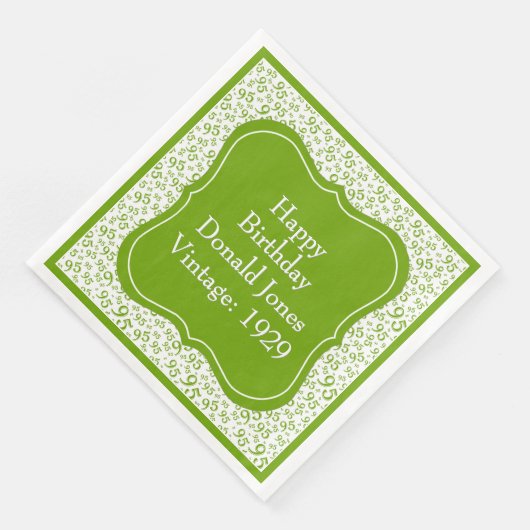 95e verjaardag Geen/Witte beugel nummer patroon Servet (Hoek)