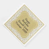 95e Verjaardag Goud/Witte Beugel Getal Patroon Servet (Hoek)