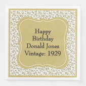 95e Verjaardag Goud/Witte Beugel Getal Patroon Servet (Voorkant)