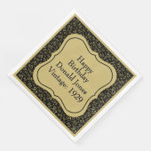 95e Verjaardag Goud/Zwart Beugel Getal Patroon Servet (Hoek)