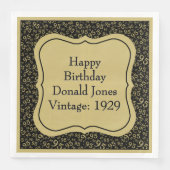 95e Verjaardag Goud/Zwart Beugel Getal Patroon Servet (Voorkant)