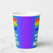95e verjaardag: kleurrijk, vun regenboogpatroon #  papieren bekers (Links)