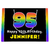95e verjaardag: kleurrijke regenboog # 95, aangepa groot cadeauzakje (Voorkant)