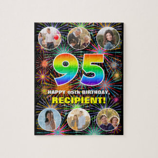 95e verjaardag: Leuke regenboog #, aangepaste naam Legpuzzel