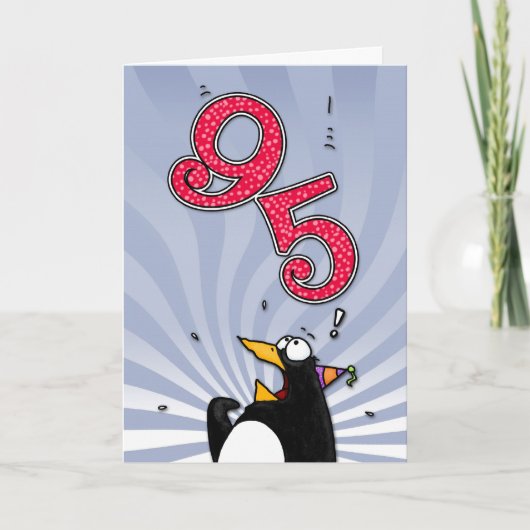 95e verjaardag - Penguin Surprise Kaart (Voorkant)