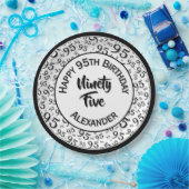 95e verjaardag Random Number Pattern Black/White Papieren Bordje (Feest)