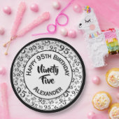 95e verjaardag Random Number Pattern Black/White Papieren Bordje (Feest)