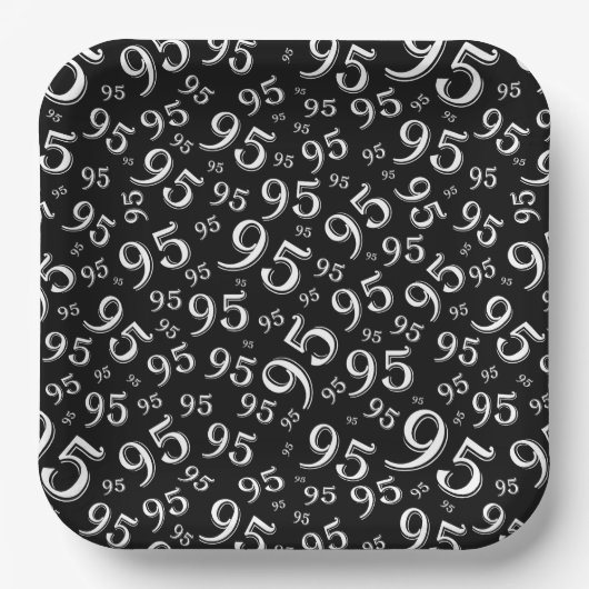 95e verjaardag Random Number Pattern Black/White Papieren Bordje (Voorkant)