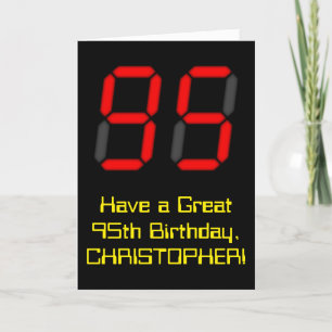 95e verjaardag: Red Digital Clock Style "95" + naa Kaart