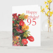 95e verjaardag rode gele bouquet kaart (Gele Bloem)