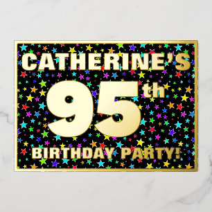 95e verjaardag van de geboorte - Fun, kleurrijk st Folie Uitnodiging