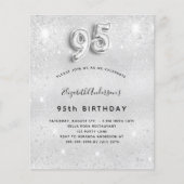 95e verjaardag zilveren glitter budgetuitnodiging (Voorkant)