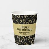 95e verjaardag zwart/Gold Random Number Pattern 95 Papieren Bekers (Achterkant)