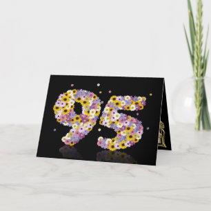 95ème anniversaire carte avec lettres fleuries