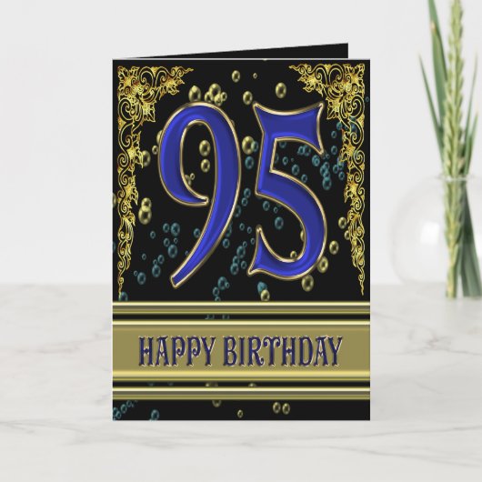 95ème anniversaire carte avec or et bulles (Devant)