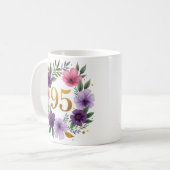 95ème Anniversaire Mug - Couronne florale avec num (Devant gauche)