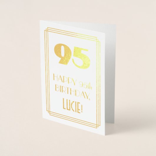 95ste verjaardag: Art Deco Geïnspireerde look "95" Folie Kaarten (Voorkant)