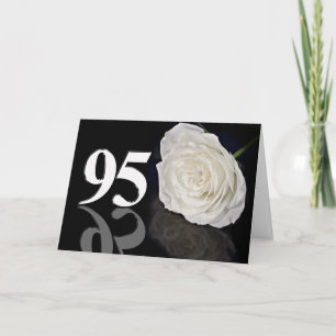 95ste verjaardag Kaart met een witte roos