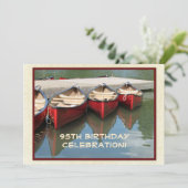 95th Birthday Celebration Invitation, Red Canoes Kaart (Staand voorkant)