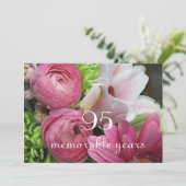 95th Birthday Celebration!- roze bloemen Kaart (Staand voorkant)