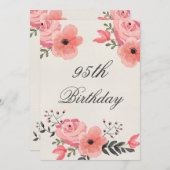 95th Birthday Chic Waterverf Flowers Kaart (Voorkant / Achterkant)