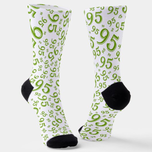 95th Birthday Green Random Number Pattern Sokken (Gebogen)