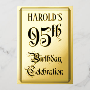 95th Birthday Party — Elegant Script + aangepaste  Folie Uitnodiging