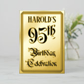 95th Birthday Party — Elegant Script + aangepaste  Folie Uitnodiging (Staand Voorkant)