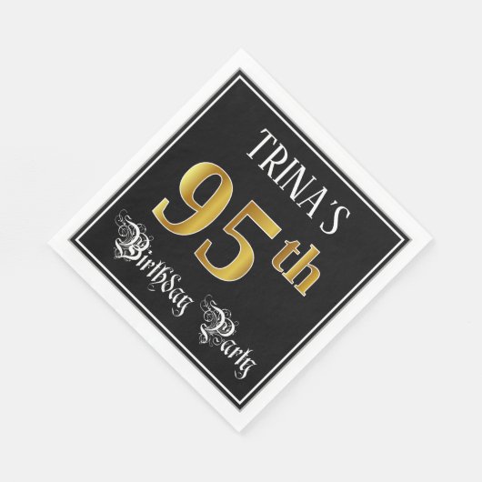 95th Birthday Party — Fancy Script, Faux Gold Look Servet (Hoek)