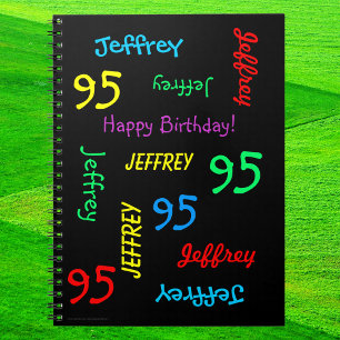 95th Birthday Party Guest Book, Name Black Spiral Notitieboek