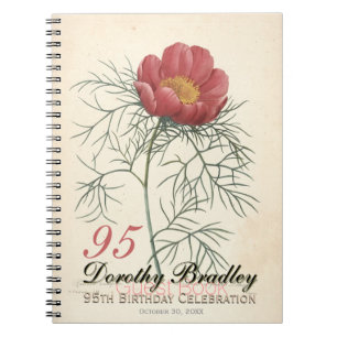 95th Birthday Party Peony Livre d'invité personnal