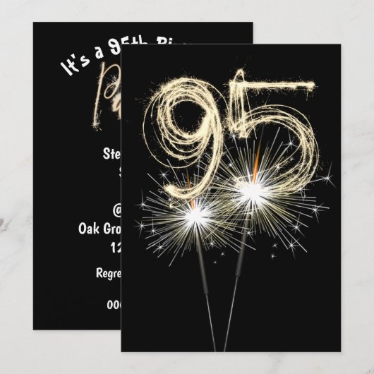 95th Birthday Party Sparkler Kaart (Voorkant / Achterkant)