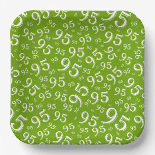 95th Birthday Random Number Pattern Green/White Papieren Bordje