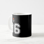96 Nummer Basketbal Stijl Wit Premium Koffiemok (Voorkant links)