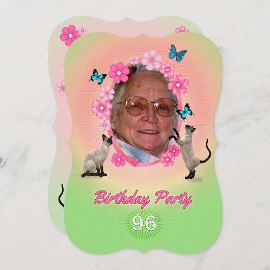 96e anniversaire de fête Invitation (Devant / Derrière)