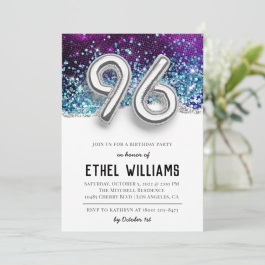 96e anniversaire de fête Invitation (Debout devant)