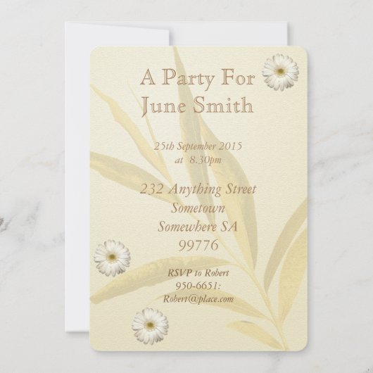 96e anniversaire de fête Invitation avec marguerit (Dos)