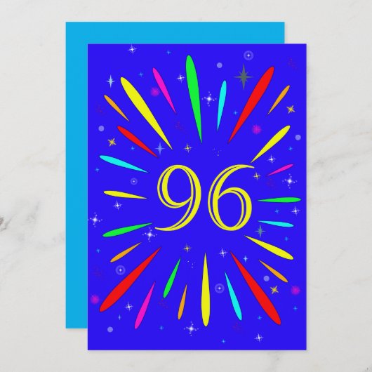 96e anniversaire Fête Invitation Explosion (Devant / Derrière)