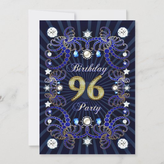 96e anniversaire invitation de fête avec des masse (Devant)