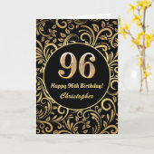 96e anniversaire Modèle floral noir et or (Fleur jaune)