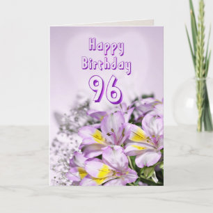 96e Birthday-kaart met alstromeria lily bloemen Kaart