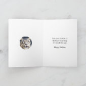 96e carte d'anniversaire avec un léopard des neige (Intérieur)