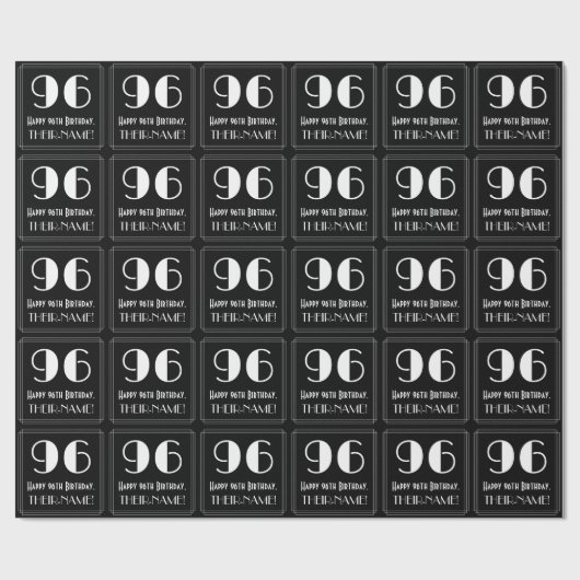 96e verjaardag - Art Deco Geïnspireerde look "96", Cadeaupapier (Vlak)