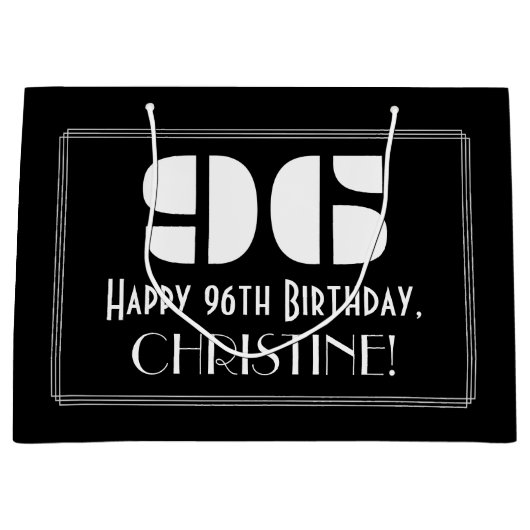 96e verjaardag ~ Art Deco Geïnspireerde look "96" Groot Cadeauzakje (Voorkant)